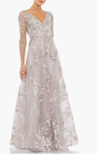 NEW, Mac Duggal Floral Embroidered Long Sleeve A-Line Gown SZ 8 #WD319