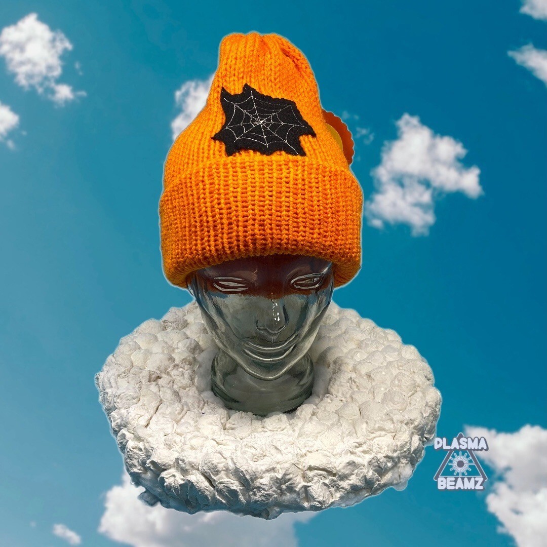 Plasma Beamz Handmade Orange Knit Beanie One Size | eBay display picture 3