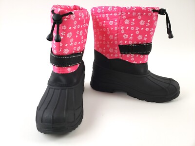 SkaDoo Snow Boots Black Pink Floral Big Kid Girls Size Boots