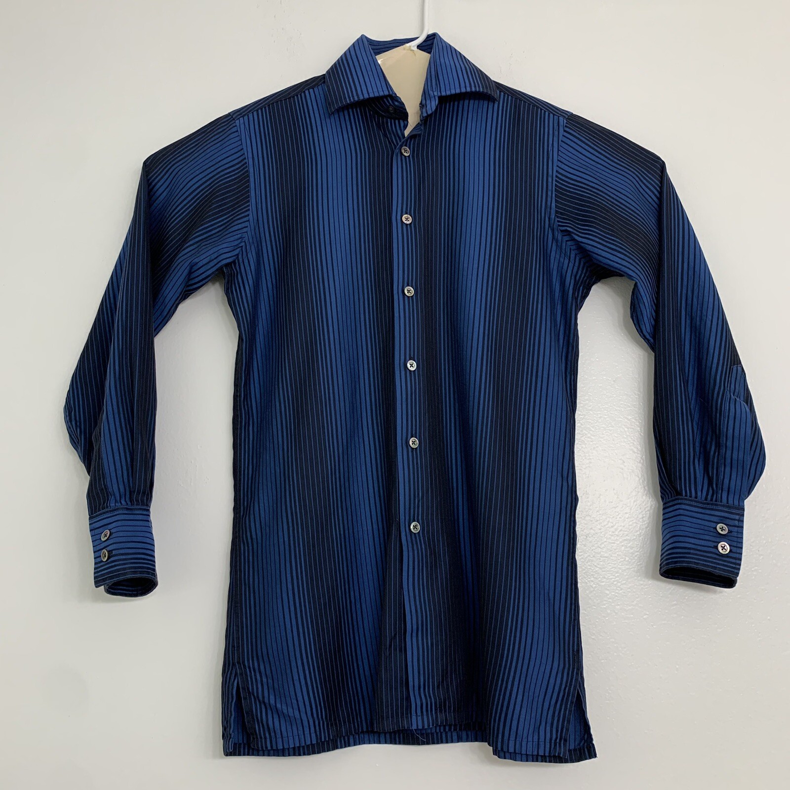 FILA Camicia uomo RICHARD JAMES SAVILE ROW collo 14 5 blu nera a righe manica lunga
