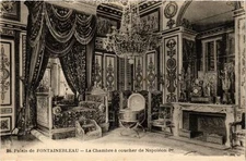Old postcard Palais de FONTAINEBLEAU - The Bedroom of Napoleon I (166571)