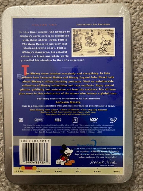 WALT DISNEY TREASURES MICKEY MOUSE B&W VOL. 2 DVD 2004 2 DISK TIN