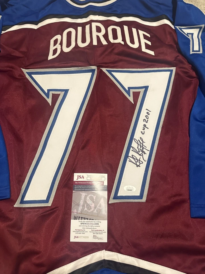 RAY BOURQUE COLORADO AVALANCHE Autographed INSCRIB CUP 2001 Style Jersey JSA - Image 2 of 3