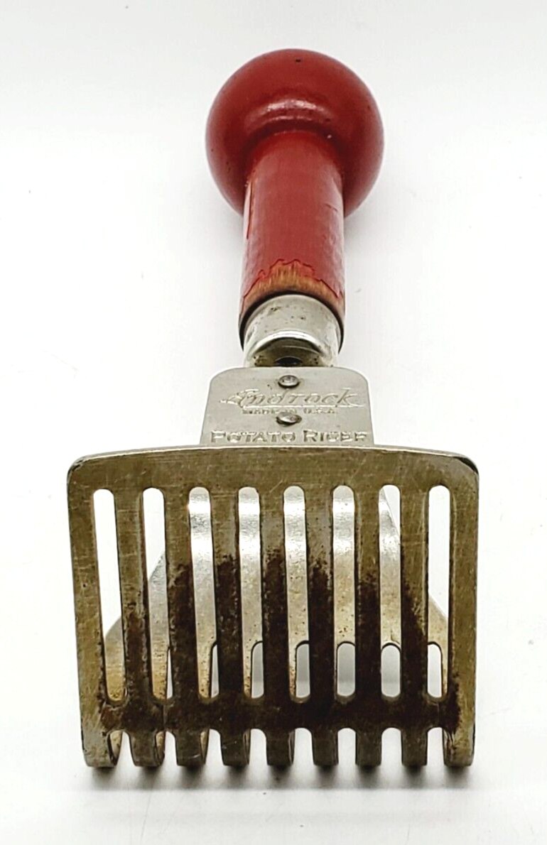 Androck Vintage Potato Ricer Masher Red Wooden Handle USA Kitchen