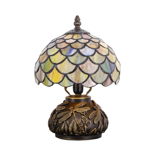 Small Tiffany Lamp Mini Stained Glass Table Lamp Yellow Fish Scale Style Tiff... - Picture 7 of 7