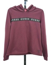 Guess Maroon Pullover Long Sleeve Hoodie Size M Cotton Polyester Spandex