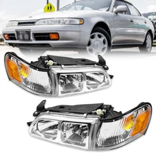 JDM DX White Chrome Headlights & Corners Lights 4PCS For 93-97 Toyota Corolla