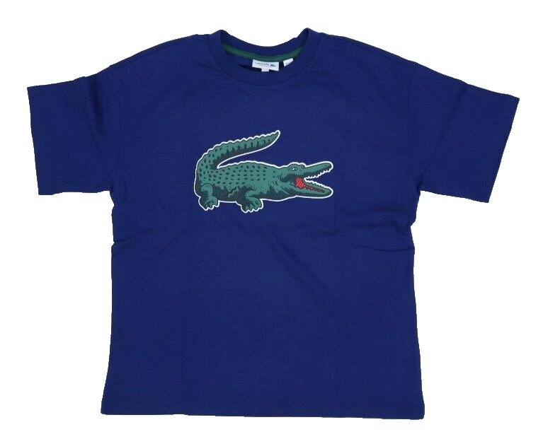 Lacoste Graphic Print Crocodile Cotton T-Shirt Navy Short Sleeve