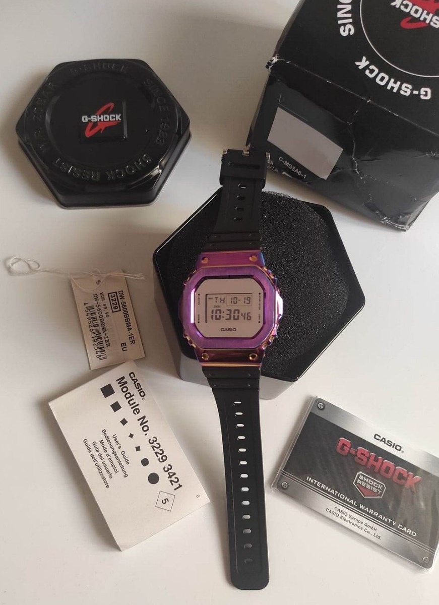 OROLOGIO CASIO GSHOCK DW5600 DW5600BB DW-5600 DIGITALE CASSA METALLO  MULTICOLORE