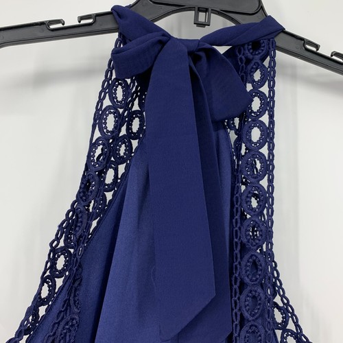 Abito Lulus donna piccolo blu scollo a V senza maniche forma mini oscillante nuovo con etichetta - Foto 7 di 9