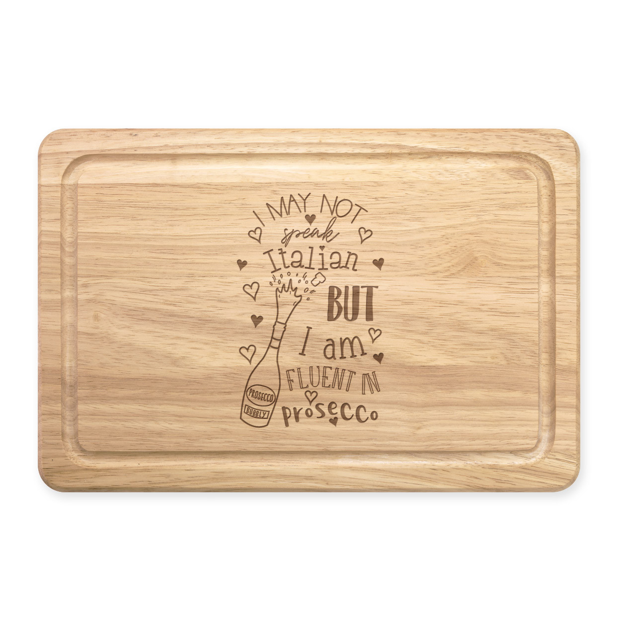 I Am Fluent In Prosecco Rectangular Wooden Chopping Board - Funny Joke Bubbly