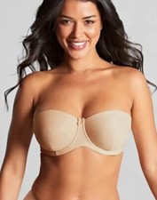 Image of Panache Evie Strapless 30F Wired 3 Part Bra Soft Padded Adjustable Strap Beige