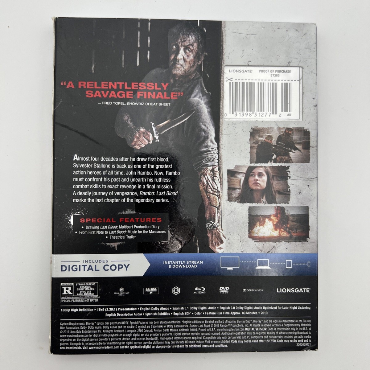 Rambo: Last Blood DVD, Digital Sealed in Packaging