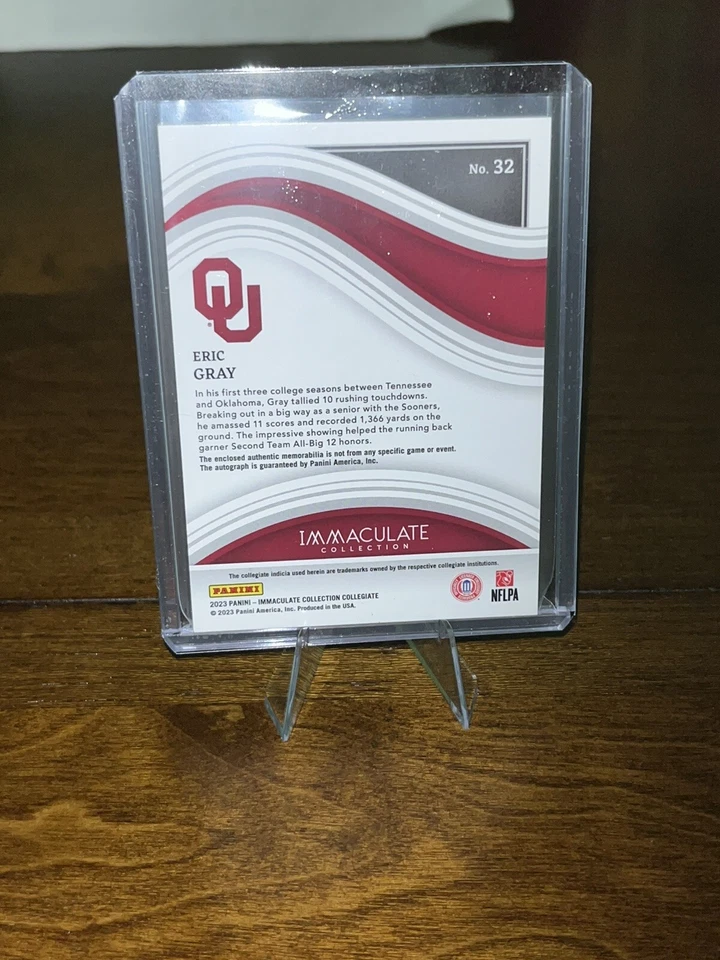 2023 Panini Immaculate Collection Eric Gray RC Auto RPA Ruby /65 New York Giants - Image 3 of 4