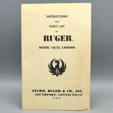 Ruger Model 1022 Carbine Rifle Instruction Owners Manual Parts List 1966 Ruger Model 1022 Carbine Rifle Instruction Owners Manual Parts List 1966