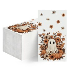 Horaldaily 100Pcs Halloween Paper Napkins, White 4.3 X 7.9 inches, Black