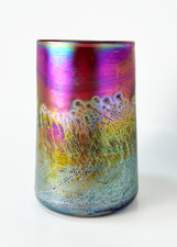 Robert Coleman Iridescent Art Glass Vase RC 5 1/2" Abstract