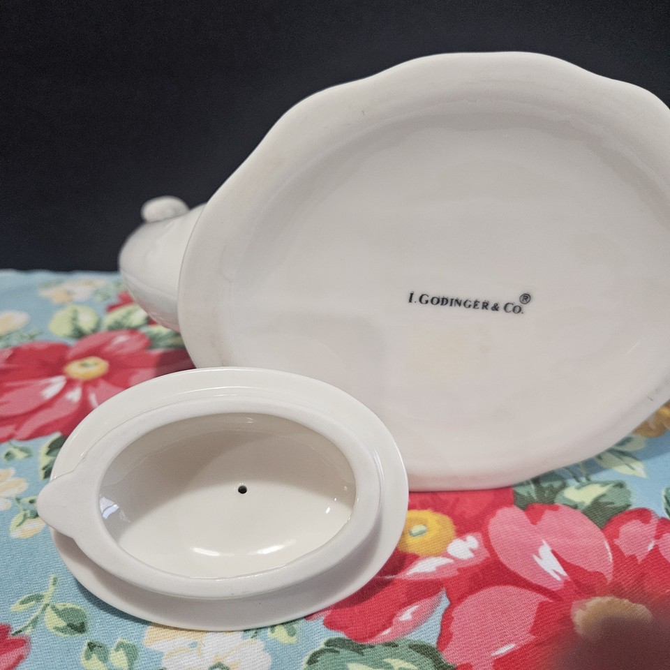 Pottery Rib Use VTG I. GODINGER & CO CREAM COLORED LACE RIB TEA/COFFEE POT WITH LID | eBay