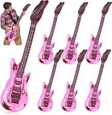 6Pcs Inflatable Pink Guitars Rock Star Toys Musical Instrument Rock and Roll Par