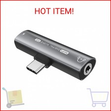 USB C Headphone Adapter, 2 in 1 USB C to 3.5mm Headphone Jack HiFi DAC with 27W