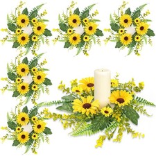 6 Pcs Mini Sunflower Wreath for Front Door Artificial Sunflower Spring Summer...
