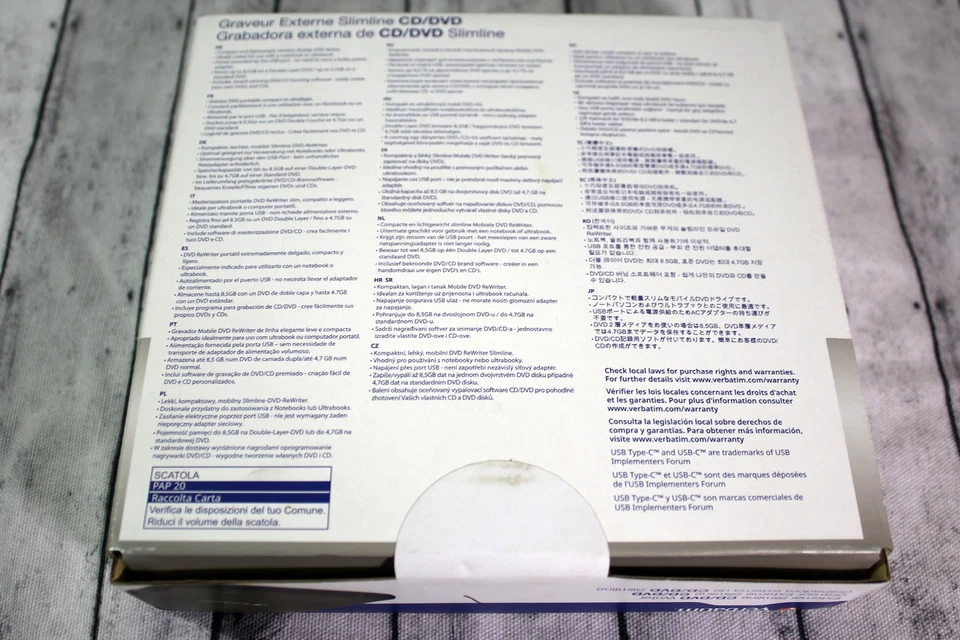 Verbatim External Slimline CD/DVD Writer USB for Windows and Mac New Sealed - Image 2 of 4