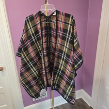 TRINA TURK Multi Plaid CAPE Made in USA Imported Materials M/L