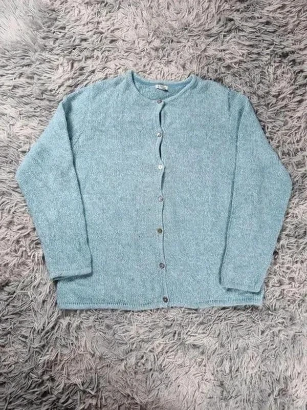 Cardigan vintage L.L.Bean Coton Mélangé Bleu Clair Boutonné Xl - Photo 1/4