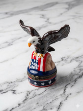 Limogues Inspired Charming Ceramic American Eagle Jewellery Trinket Box (NEW)