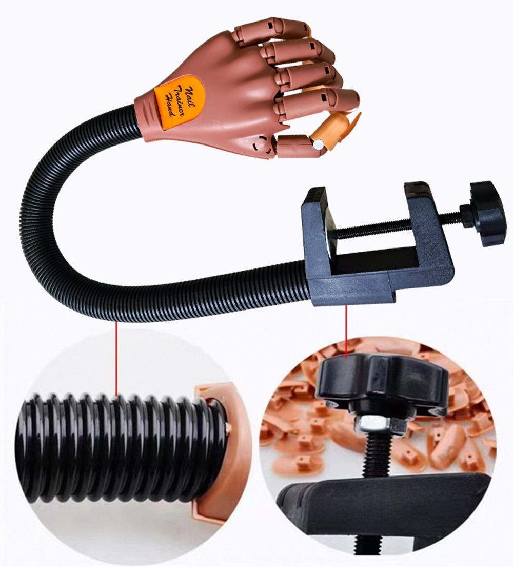 ÜBUNGSHAND mit Tischhalterung beweglich Trainer Modellierhand Nailart Finger