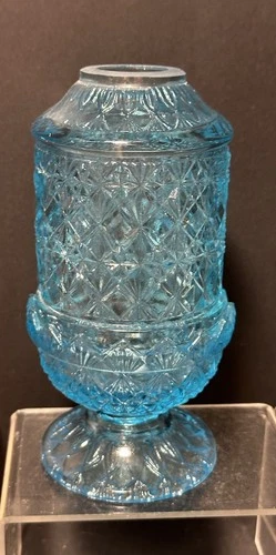 Ocean Blue Selenium Fine Cut Fairy Lamp Glows Last One!