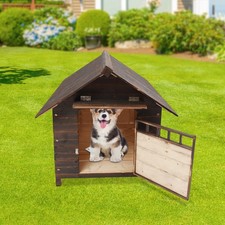 Brown Modern Dog House Dog House With Window And Door Pet House For 38.58lbs Dog