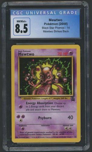 CGC 8.5 NM-MINT+ Mewtwo 14 WOTC Black Star PROMO Pokemon Card