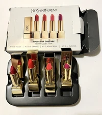 Yves Saint Laurent YSL Mini Rouge Pur Couture Lipstick 4pc Gift Set LE Rouge NIB