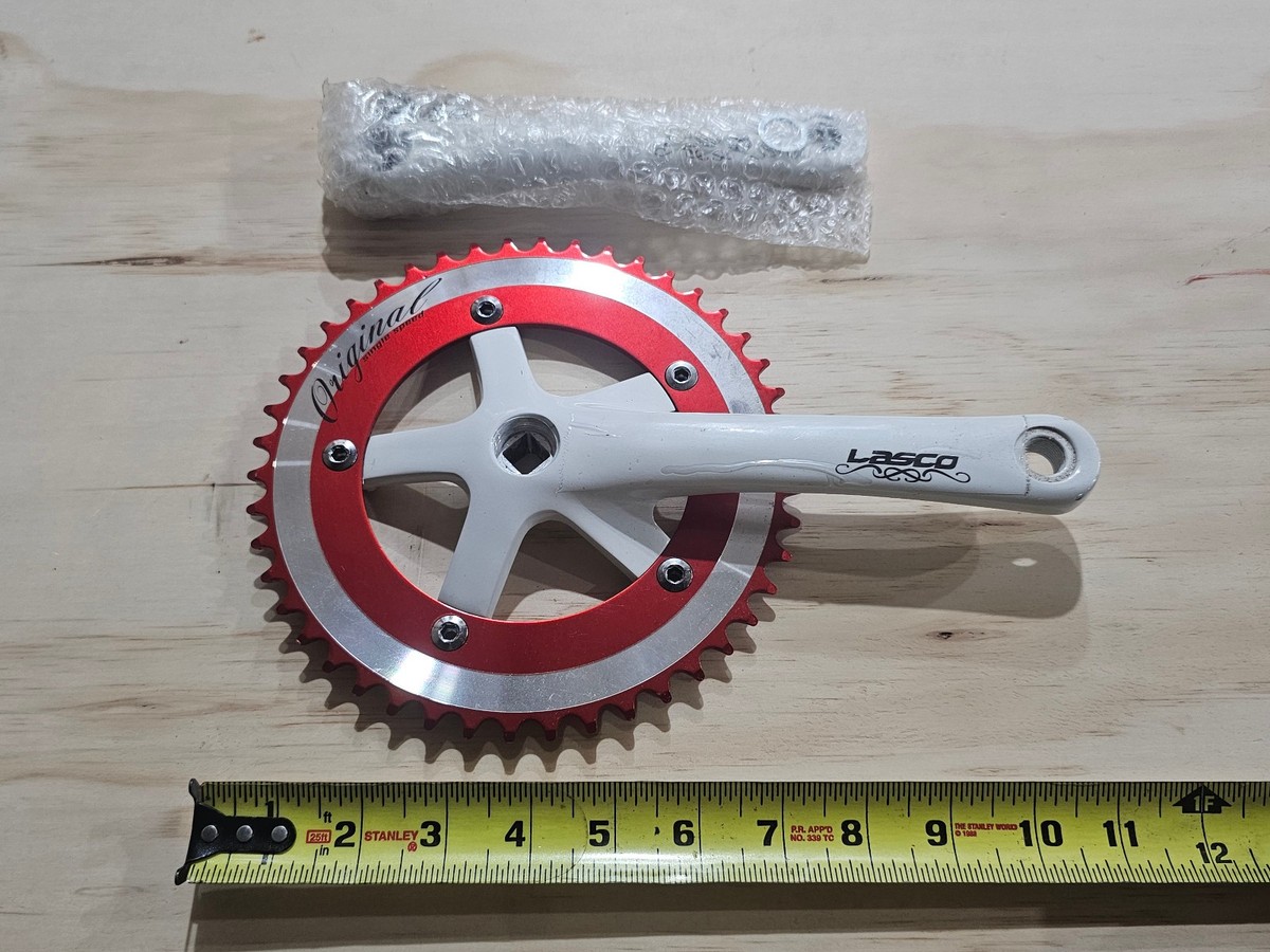 Lasco single speed bicycle crankset chainring A-7170 46T Red White