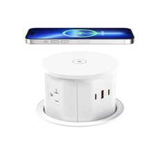 20 Amp Pop Up Countertop Outlet with 15W Wireless Charger,Max 65W Power Delivery