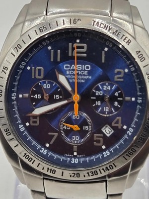 CASIO MEN'S EDIFICE EF-502D-2A BLUE DIAL STAINELSS STEEL CHRONOGRAPH WATCH