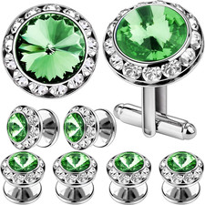 Crystal Cufflinks and Tuxedo Studs for Men, Cuff Links Suits for Shirt Formal Dr