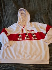 Disneyland Hoodie Adult 3X-Large/XXXL White Red Mickey Mouse Embroidered