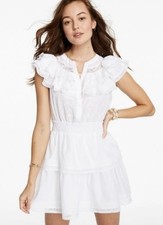 LoveShackFancy x Target Penelope White Ruffled Tiered Smocked Dress L Large Lace