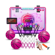 VATOS Basketball Hoop for Girls Indoor, LED Basketball Hoop with 7 Color Ligh...