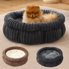 Donut Plush Pet Dog Cat Bed Fluffy Soft Warm Calming Bed Sleeping Kennel Nest