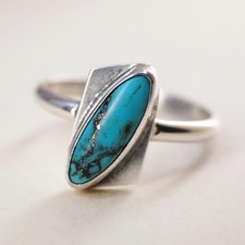 Size 5, Native American sterling silver ring, 925 silver ring oval turquoise