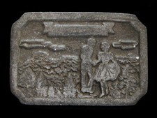 NF25118 VINTAGE 1970s SQUARE DANCING AWARD COWBOY WESTERN PEWTER BUCKLE