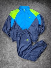 Vintage Nike Tracksuit Mens XL Blue Green 80s 90s Silver Tag Shell Suit Retro