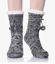 Womens Non Slip Slipper Socks Winter Warm Soft Cozy Fuzzy Fleece-lined Sz 6-10