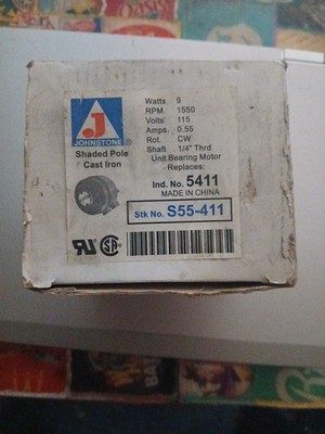JOHNSTONE Unit Bearing Motor S55-411 / S55411, 5411,  New