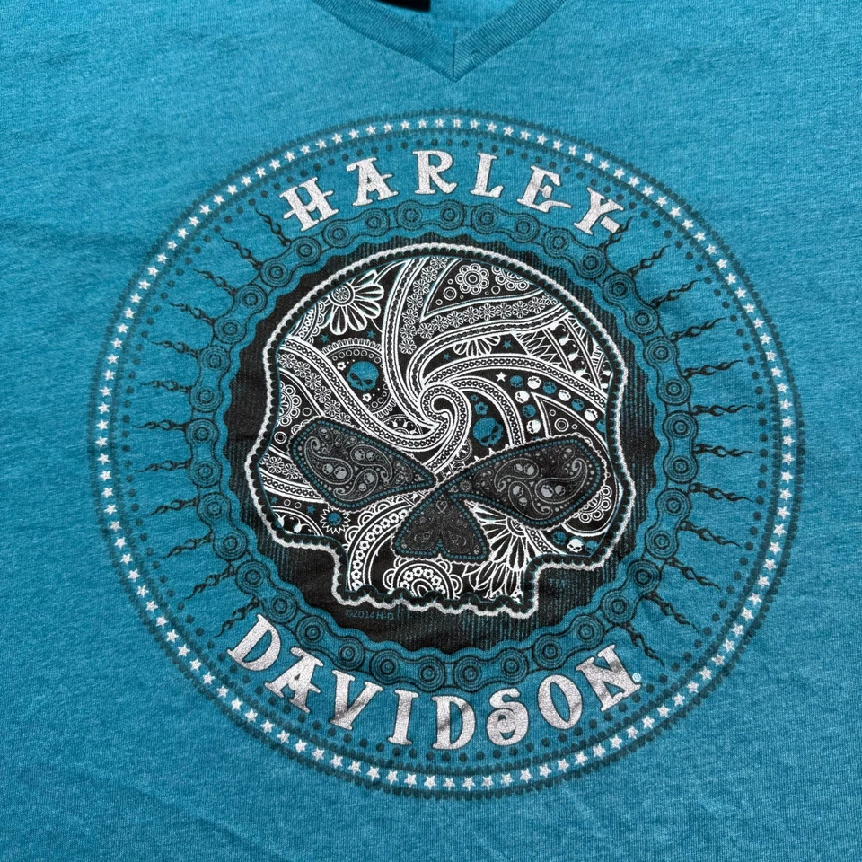 Camisa Harley Davidson Barnett El Paso Texas Calavera Paisley Bandana - 1X Talla Grande Foto 2 de 4