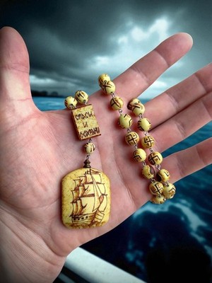 New LARGE PRISON Made Rosary Beads Handmade CHETKI Gift USSR Billiard B. ITK ART