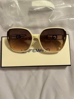 Linfeimad Oversized Square Sunglasses Brown Gradient Lenses